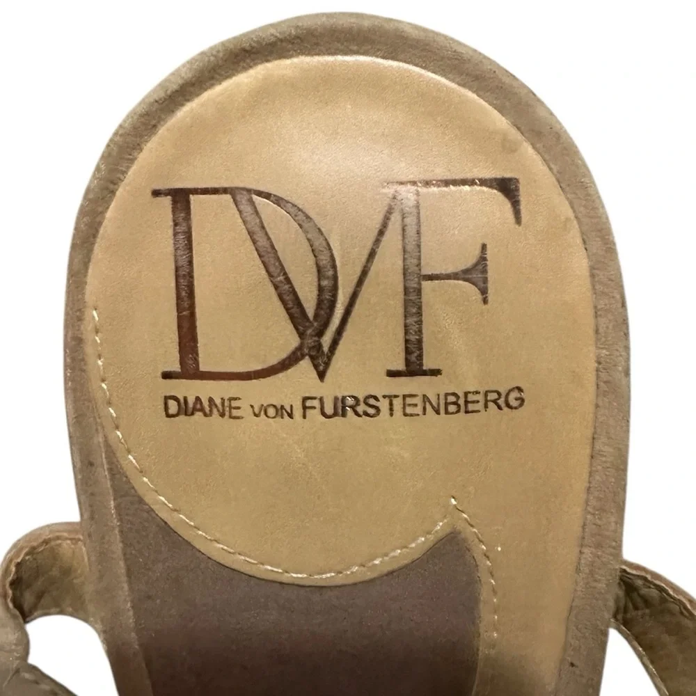 Diane von Furstenberg Zia Suede Platform Stiletto Heels | Camel Color | Sz 9 1/2 - Picture 7 of 8